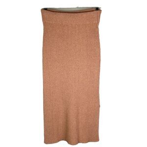 NWT One Grey Day Revolve Shani Rib Knit Sweater Skirt Bodycon Midi Tan Beige XS